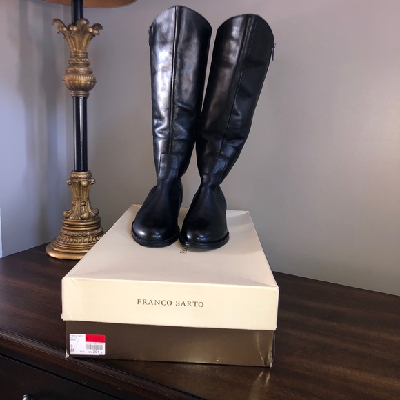 Franco Sarto Leather Cecilia Black Size 9 Boots - Picture 9 of 10